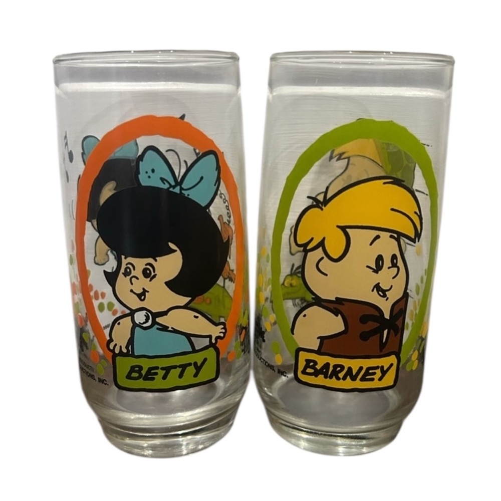 VTG 1986 Pizza Hut Flintstone Kids Collection Cartoon Character Glasses